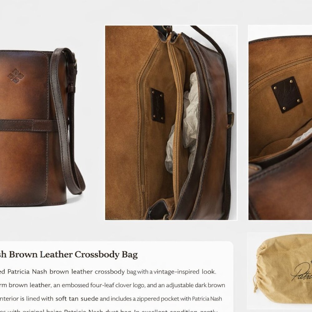 Patricia Nash Leather Shoulder Bag – Cognac Brown – Authentic